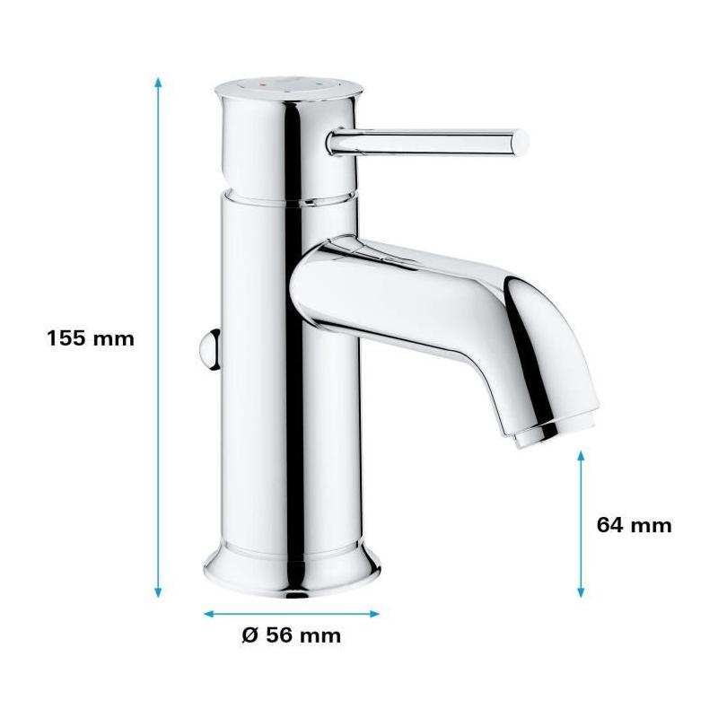 Mitigeur lavabo GROHE Start Classic Chromé - Design pratique