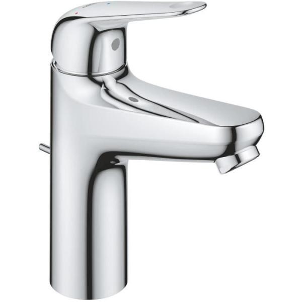 Mitigeur monocommande lavabo - GROHE Swift - 24328001 - Chromé - Taille M - Ouverture Eau Froide - Economie d'eau -Tirette et v