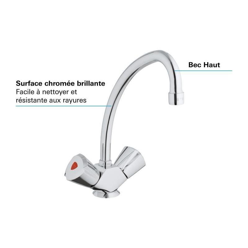 Mitigeur Evier GROHE Costa Trend - Bec haut - Chromé