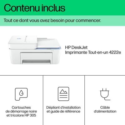 Imprimante HP Deskjet 4222e Tout-en-un - Couleur, Copie, Scan - HP+