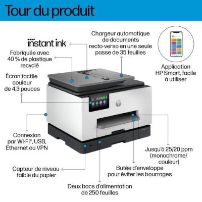 Imprimante HP OfficeJet Pro 9135e: Couleur Recto Verso, 3 mois Instant Ink inclus