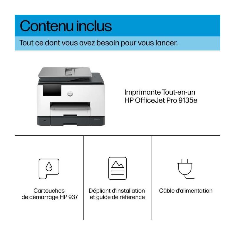 Imprimante HP OfficeJet Pro 9135e: Couleur Recto Verso, 3 mois Instant Ink inclus