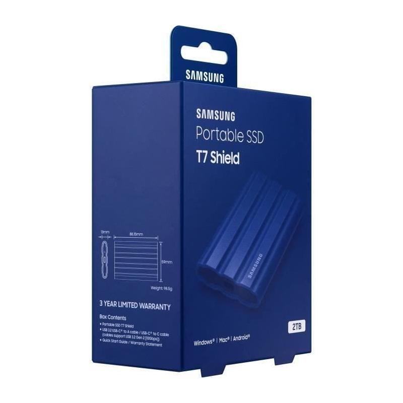 SSD Externe SAMSUNG T7 Shield Bleu 2 To - Ultra performant!