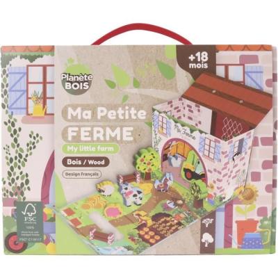 Jeu Enfant: Maison de Jeu Ferme en Bois - FSC - 12 Pièces