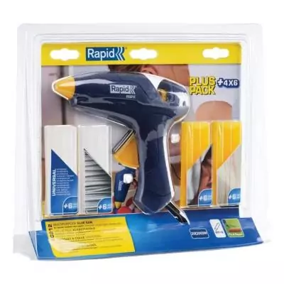Pistolet à colle Ø 12mm - RAPID - EG212 - Blister + 4 types de colle