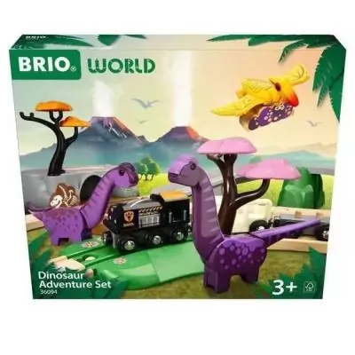 BRIO Circuit Aventure Dinosaure 21 pièces - Jeu sans Pile - Dinosaures Inclus