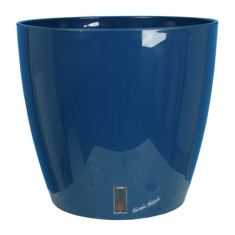 Bac à fleurs rond Riviera Eva New - Diamètre 46 cm - Bleu