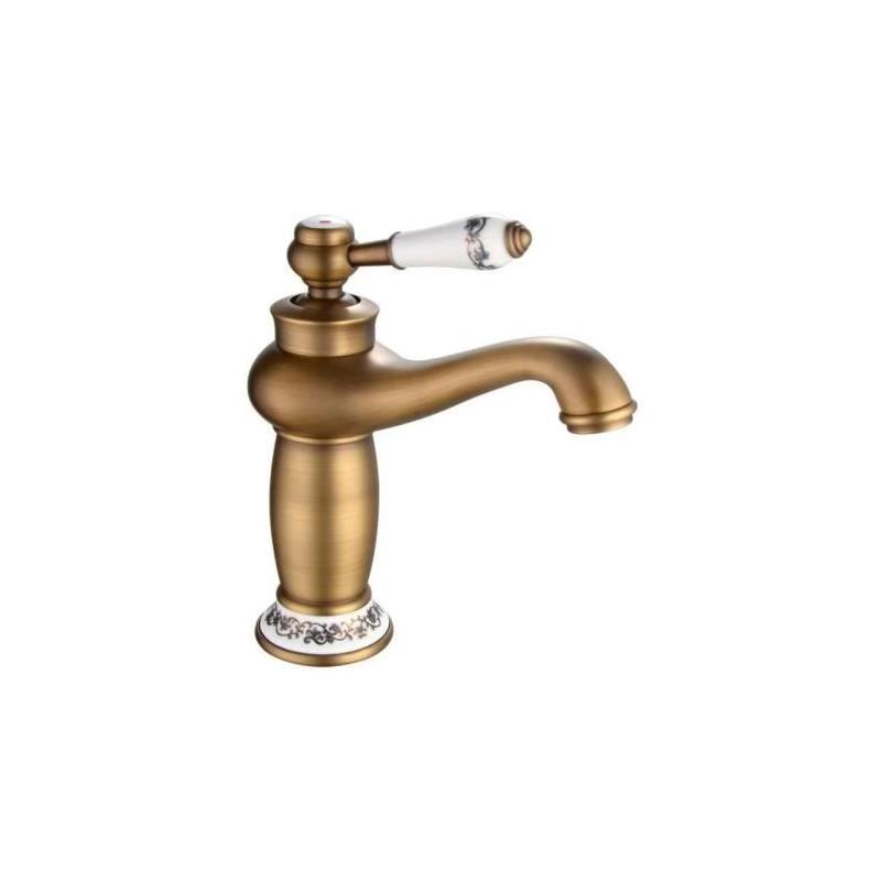 Mitigeur lavabo ROUSSEAU MARPLE vieux bronzé - design compact, cartouche céramique et aérateur