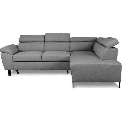 Canapé d'angle convertible STAN - Tissu Anthracite - Réversible