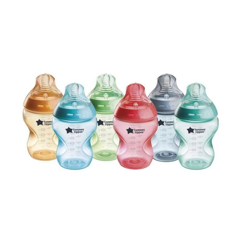 Lot de 6 Biberons Anti-colique Tommee Tippee Natural Start - Colorés