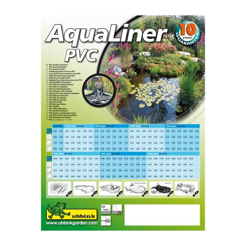 Bâche d'étang AquaLiner 4x5m PVC 0,5mm - Idéale pour votre bassin