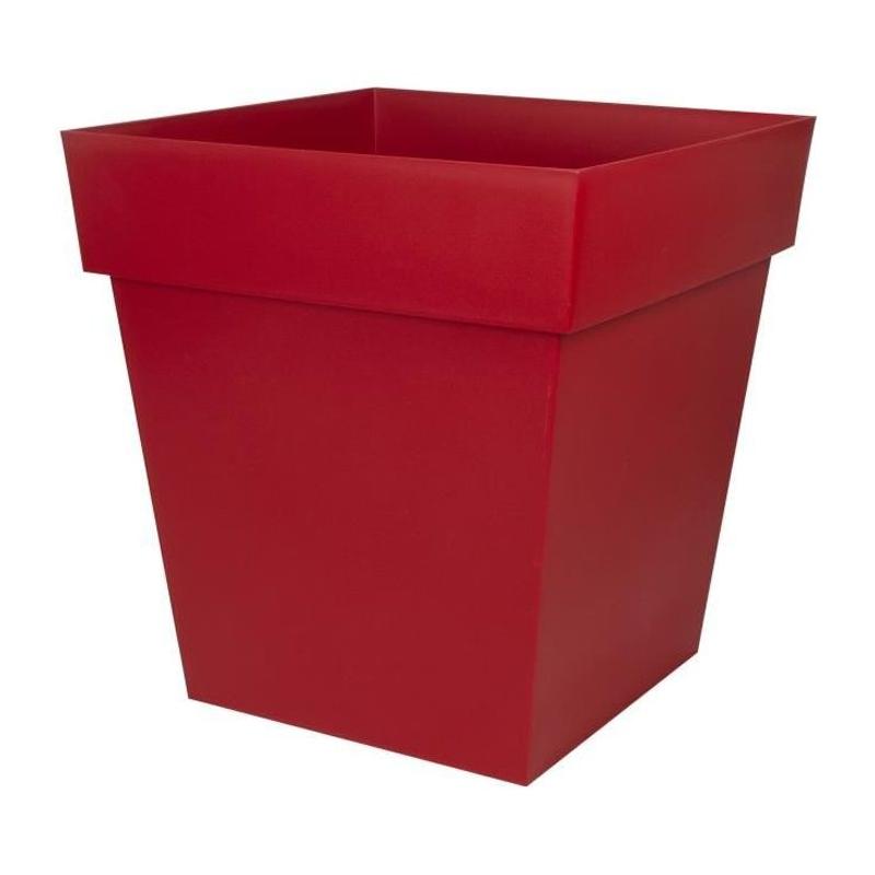 Pot carré Toscane - 50 cm - 87 L - Rouge, Made in France