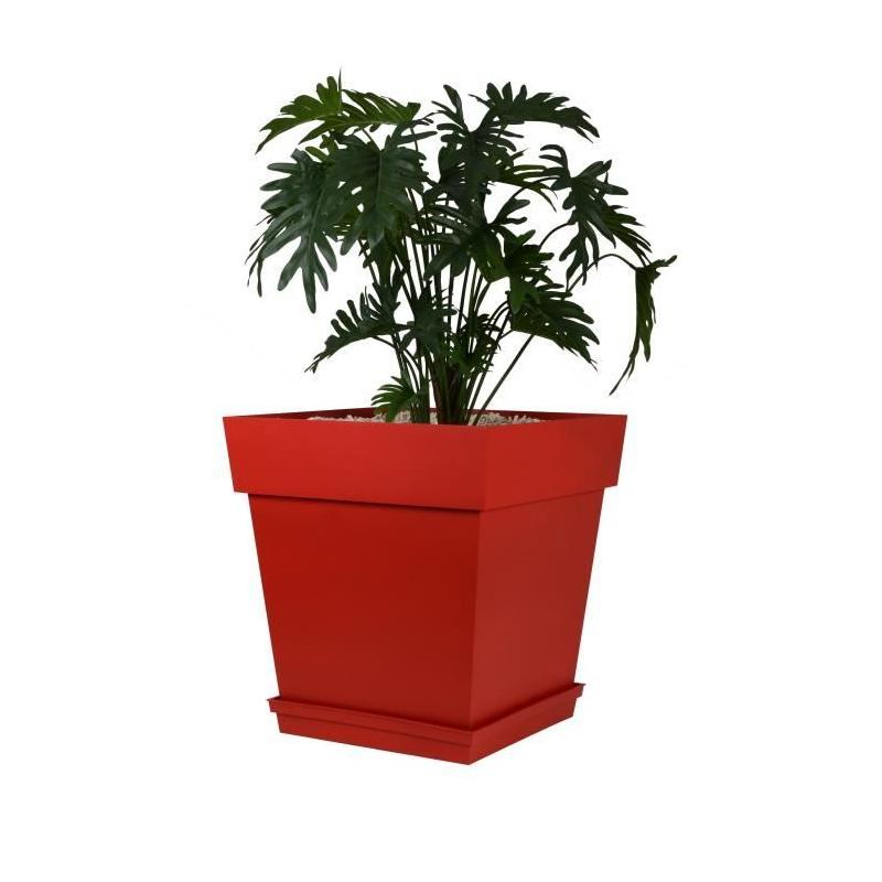 Pot carré Toscane - 50 cm - 87 L - Rouge, Made in France