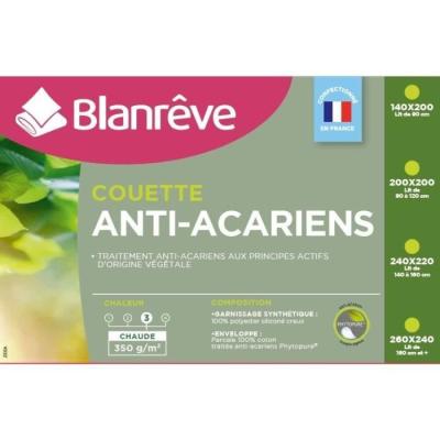 Couette chaude Percale Made in France - Anti-acariens - 350g/m²