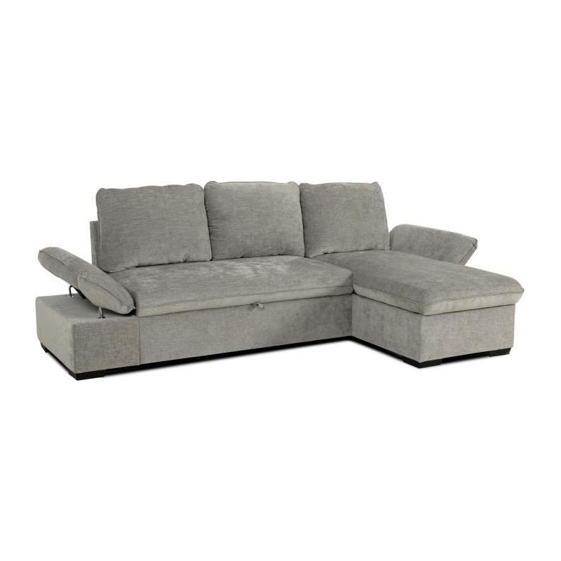 Canapé d'angle convertible réversible - CANDY Gris - Coffre - CASAPY