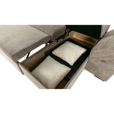 Canapé d'angle convertible réversible - 4 places - Beige - Coffre - 297x148x85 cm