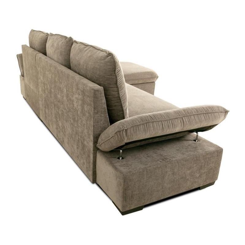 Canapé d'angle convertible réversible - 4 places - Beige - Coffre - 297x148x85 cm