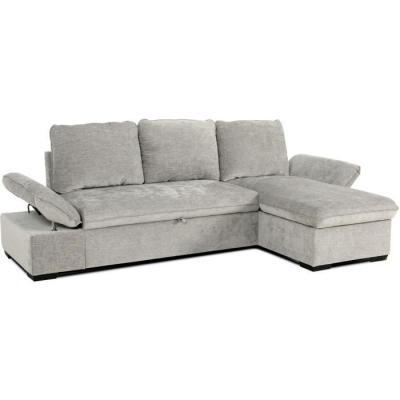 Canapé d'angle réversible 4 places CANDY Gris clair - Coffre - CASAPY