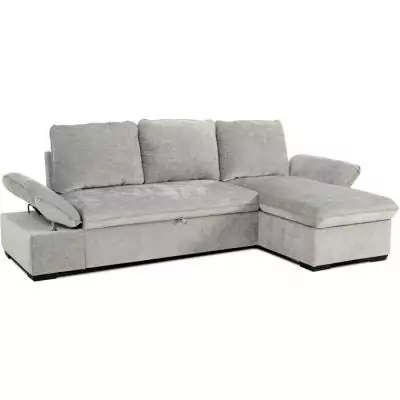 Canapé d'angle réversible 4 places CANDY Gris clair - Coffre - CASAPY