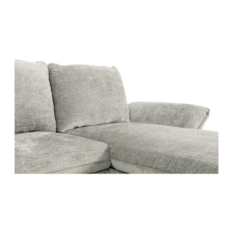 Canapé d'angle réversible 4 places CANDY Gris clair - Coffre - CASAPY
