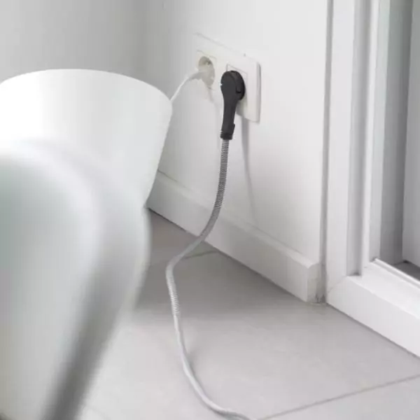 CHACON Prolongateur textile 5m 3x1,5m2 textile cable & noire fiche plate noir/blanc