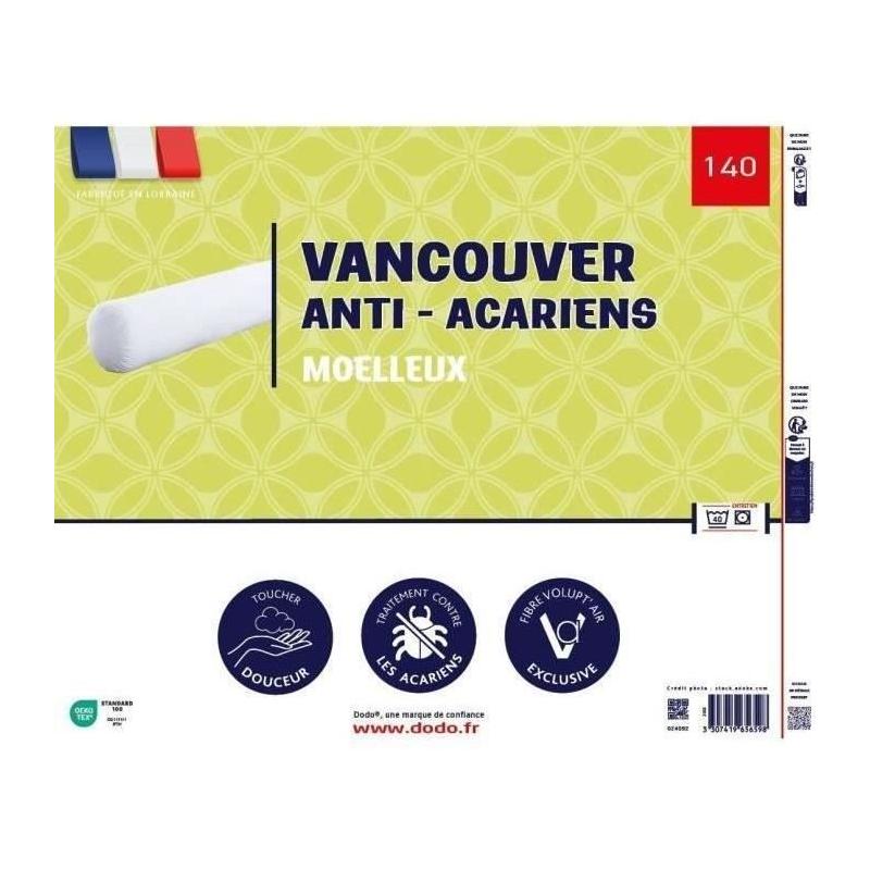Traversin VANCOUVER 140 cm - Anti-acariens - Polyester - DODO