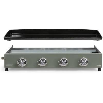 Plancha gaz LIVOO DOC325 - 4 brûleurs - Vert / Noir, idéale pour les barbecues