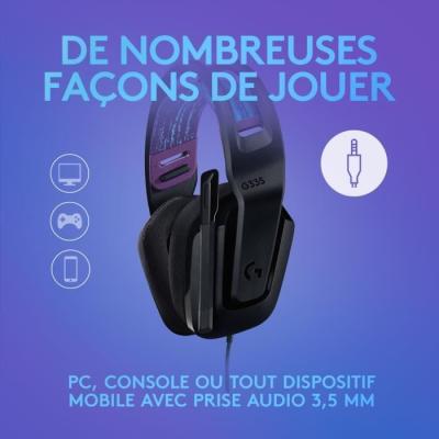 Casque Gamer Logitech G335 Noir - Léger et Filaire