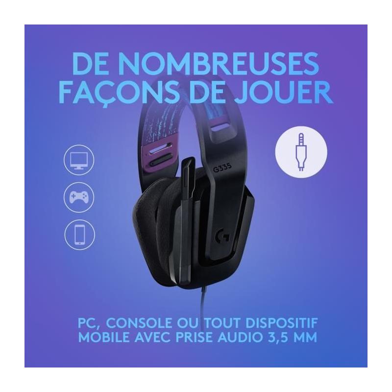 Casque Gamer Logitech G335 Noir - Léger et Filaire