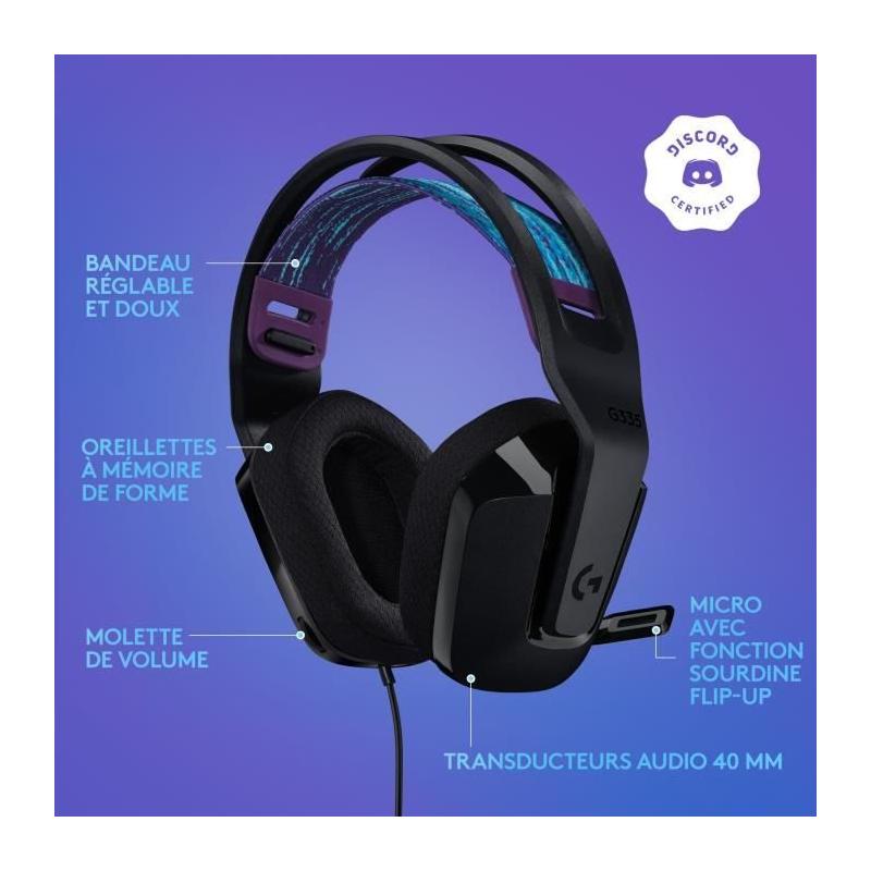 Casque Gamer Logitech G335 Noir - Léger et Filaire
