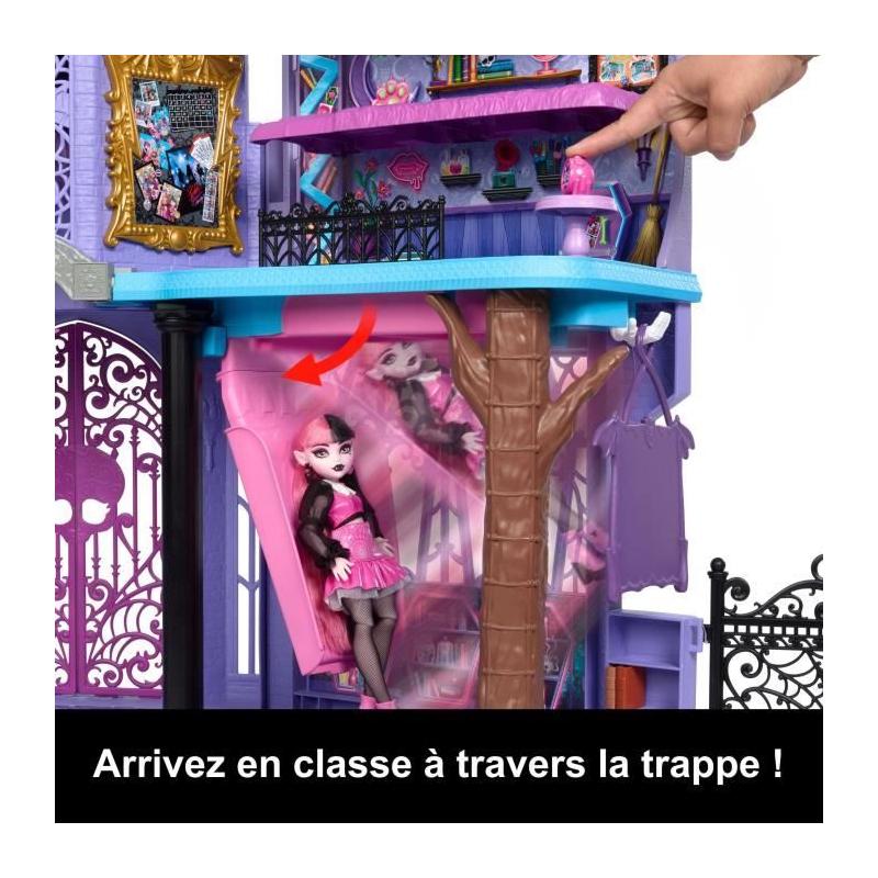 Découvrez le MONSTER HIGH Le Lycée Hanté - Maison de Poupées avec plus de 35 accessoires
