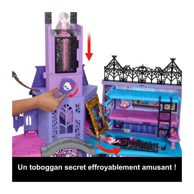 Découvrez le MONSTER HIGH Le Lycée Hanté - Maison de Poupées avec plus de 35 accessoires