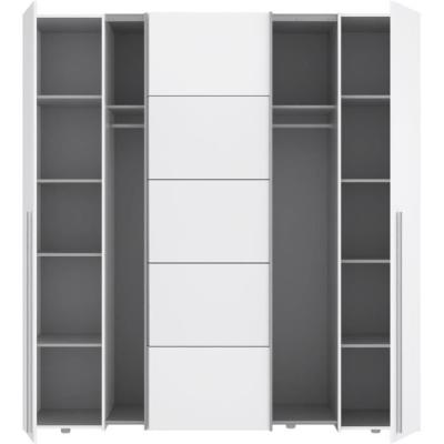 Armoire NARAGO Blanche - 2 portes coulissantes + 2 battantes - Eco-friendly Armoire NARAGO Blanche - 2 portes coulissantes + 2 battantes - Eco-friendly