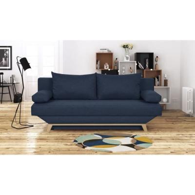 Banquette convertible TEIJO avec rangement - Tissu Bleu - Responsable & Confortable
