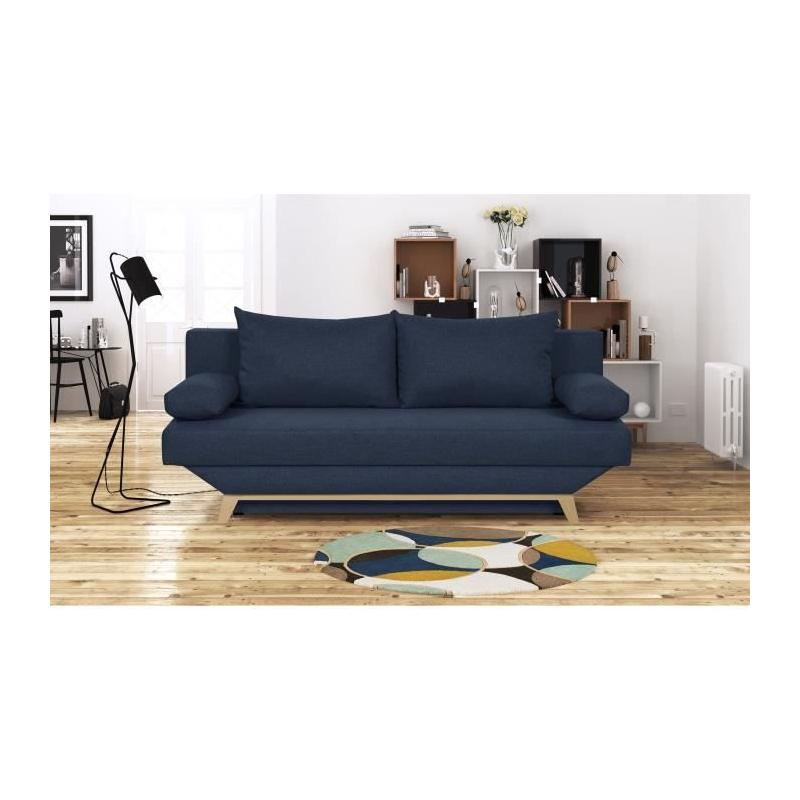 Banquette convertible TEIJO avec rangement - Tissu Bleu - Responsable & Confortable
