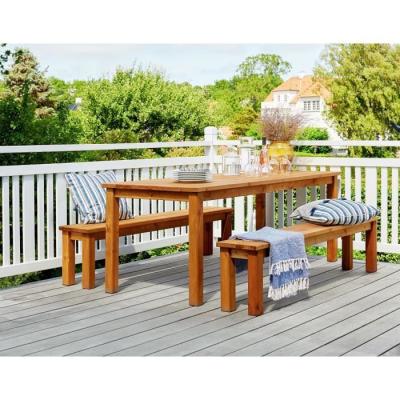 Ensemble de jardin: Table avec 2 bancs en bois FSC - L200xl78xH74 cm