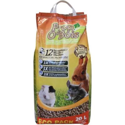 Litière Prop'O Bois pour Rongeurs 20L - Lit vegetal & copeaux - 53x33x17 cm
