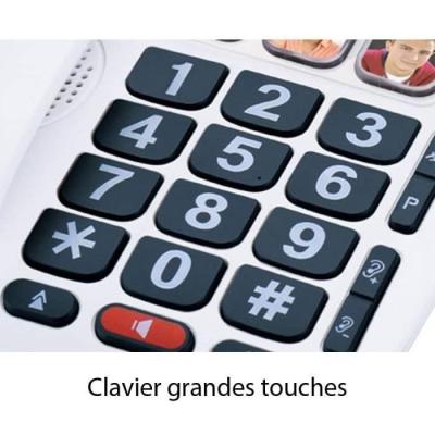 Téléphone filaire senior Alcatel TMax 10 - Mémoires photos - Mains-libres - Blanc