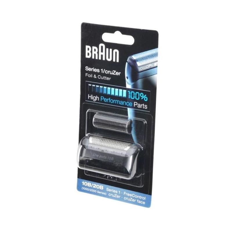 Cassette de rechange Braun 10B Series 1 pour rasoir - Recharge Grille + Couteaux - Noir - Dimensions compactes