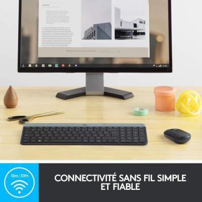 Ensemble Clavier Souris Logitech MK470 Slim Noir - Sans fil et Silencieux