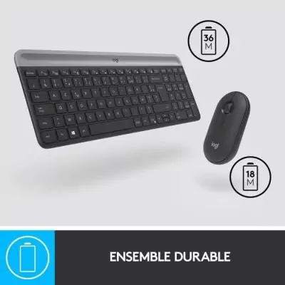 Ensemble Clavier Souris Logitech MK470 Slim Noir - Sans fil et Silencieux
