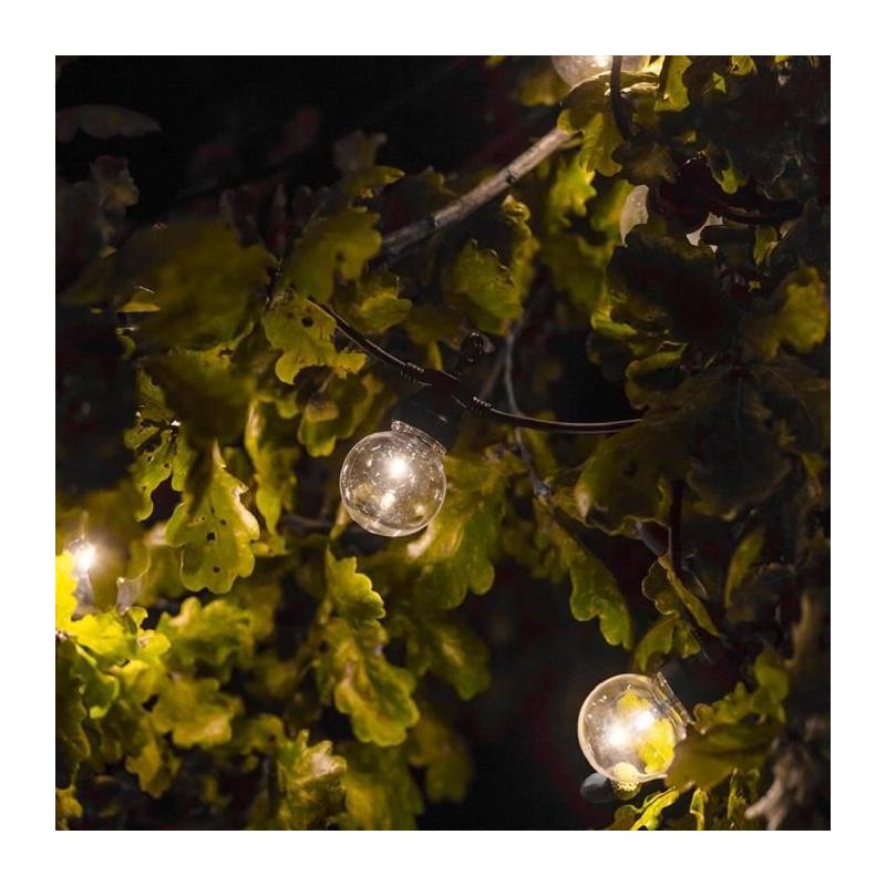 Guirlande solaire transparente - 10 globes - LED blanc chaud