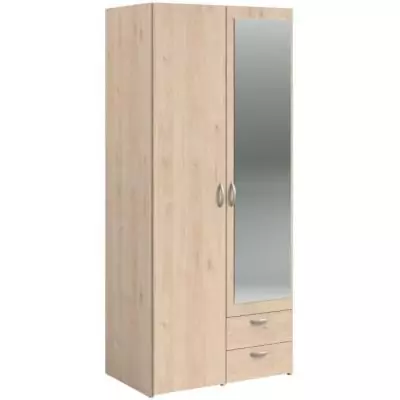 Armoire de chambre VARIA Parisot - chêne - 2 portes miroir - 2 tiroirs Armoire de chambre VARIA Parisot - chêne - 2 portes miroir - 2 tiroirs