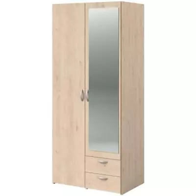 Armoire de chambre VARIA Parisot - chêne - 2 portes miroir - 2 tiroirs Armoire de chambre VARIA Parisot - chêne - 2 portes miroir - 2 tiroirs