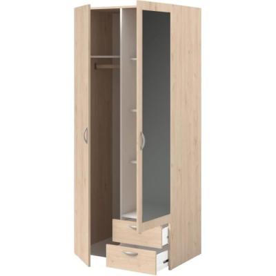Armoire de chambre VARIA Parisot - chêne - 2 portes miroir - 2 tiroirs