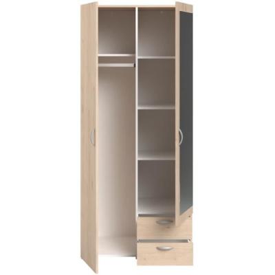 Armoire de chambre VARIA Parisot - chêne - 2 portes miroir - 2 tiroirs