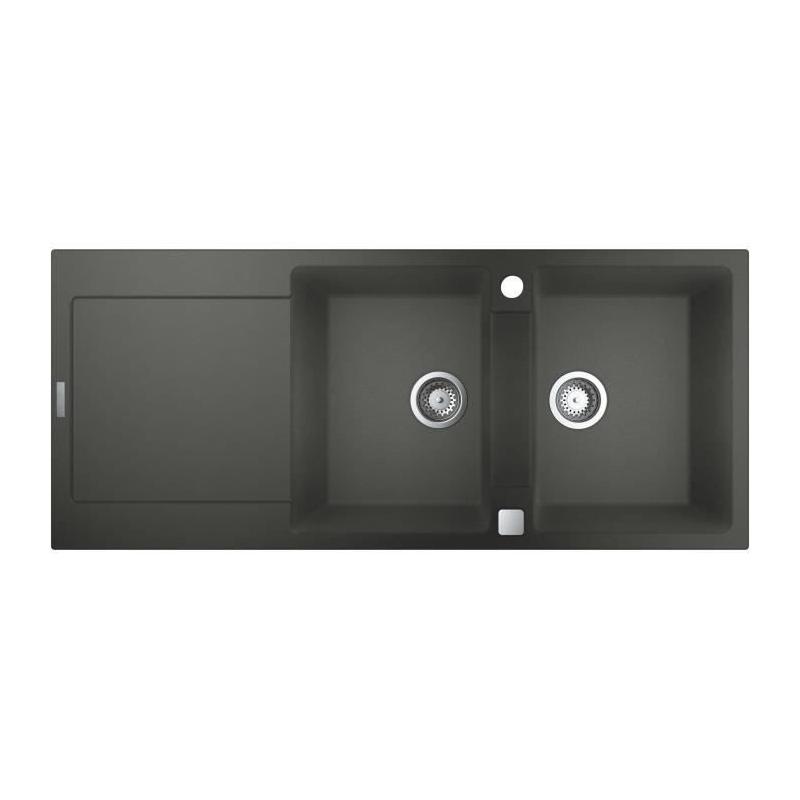 Évier composite GROHE avec égouttoir K500 1160 x 500 mm Gris granite