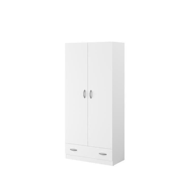 Armoire 2 portes battantes + 1 tiroir blanc - Made in France