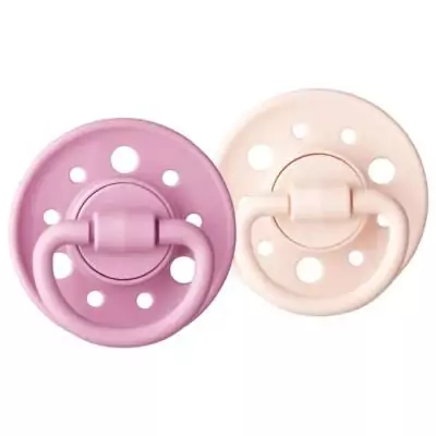 Sucette Dodie Gaia +0m Caoutchouc Ronde Rose - Lot de 2 - Dimensions compactes