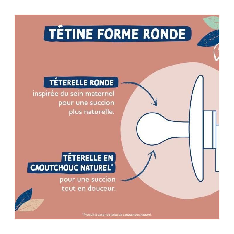 Sucettes Dodie Gaia +6m en caoutchouc naturel - Lot de 2 - Idéal pour les tout-petits